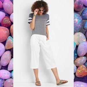 Breezy White Linen Wide Leg Crop Pant